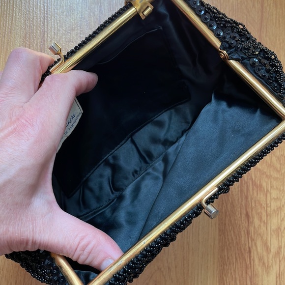 VINTAGE 50s 60s , Grande Maison Blanche beaded purse, black Evening bag - Picture 5 of 16